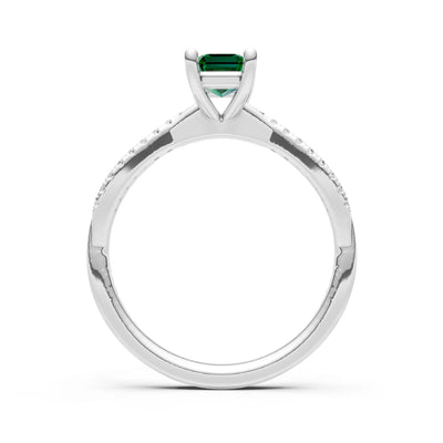 Emerald Twisted Emerald Cut Engagement Ring
