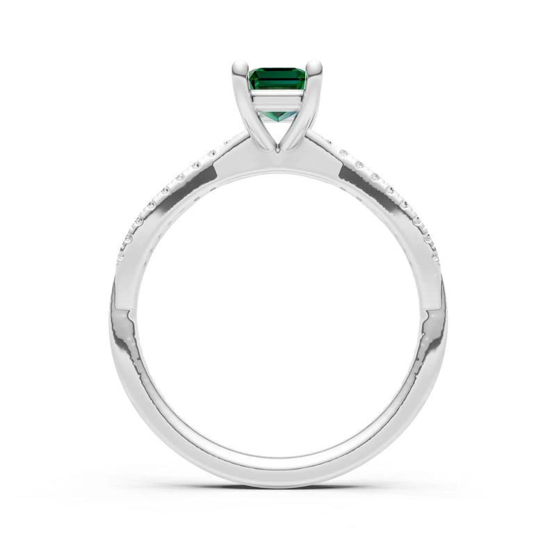 Emerald Twisted Emerald Cut Engagement Ring