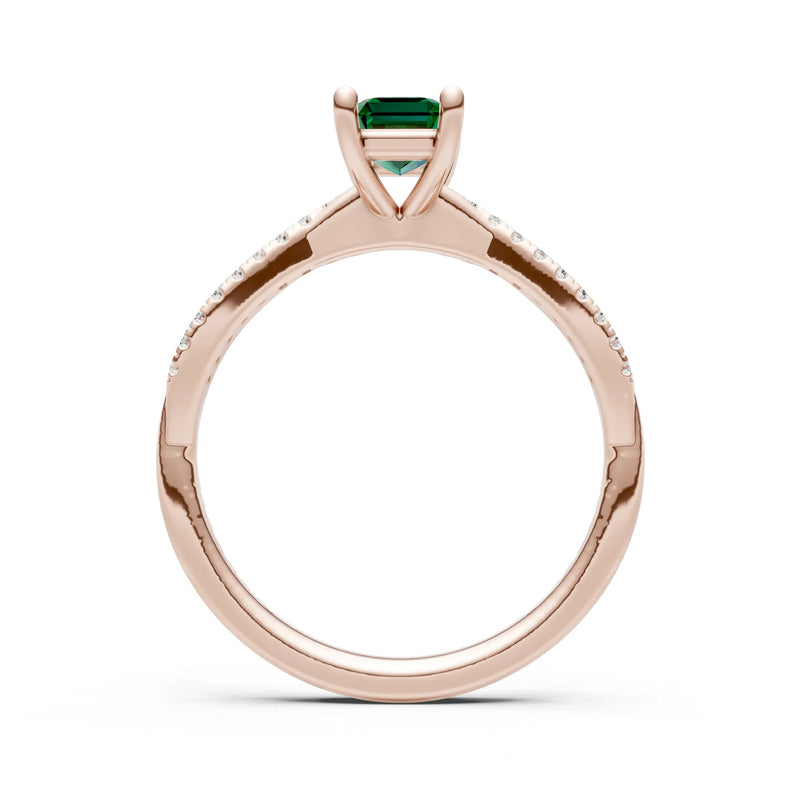 Emerald Twisted Emerald Cut Engagement Ring