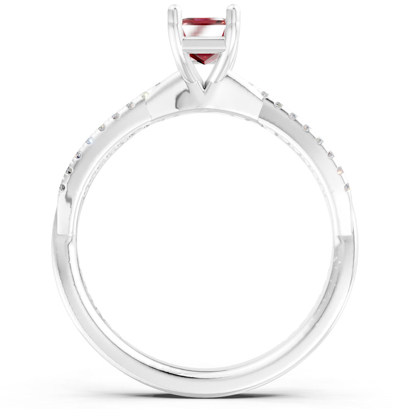 Twisted Emerald Cut Engagement Gold Ring