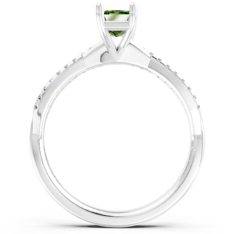 Twisted Emerald Cut Engagement Gold Ring