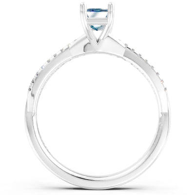 Twisted Emerald Cut Engagement Gold Ring