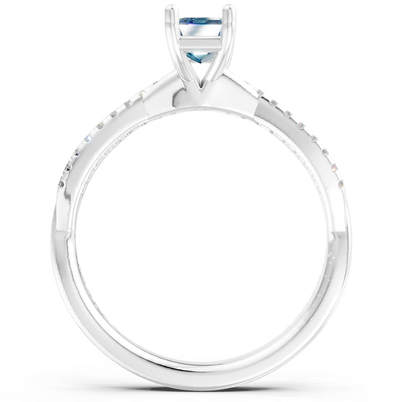 Twisted Emerald Cut Engagement Gold Ring