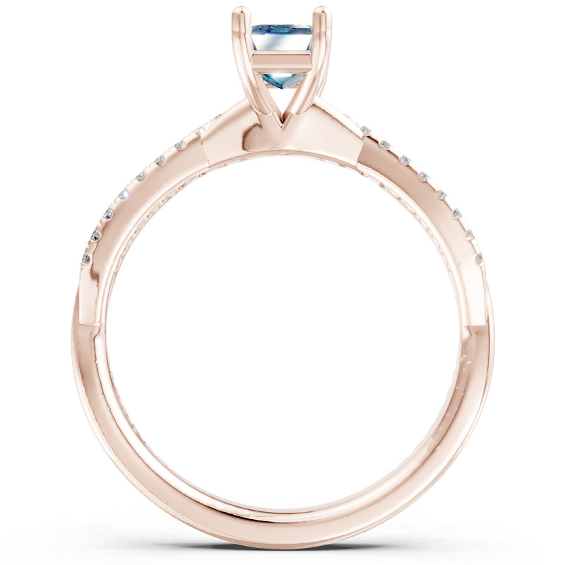 Twisted Emerald Cut Engagement Gold Ring