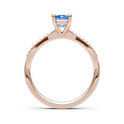 Twisted Emerald Cut Engagement Gold Ring