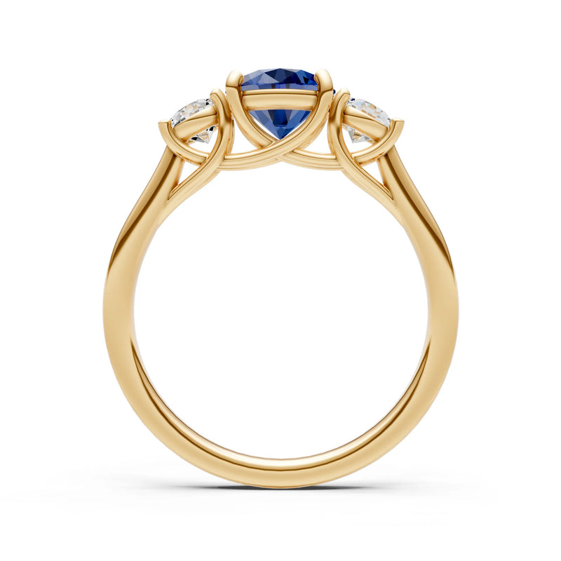 Three Round Cut Gemstone Gold Ring