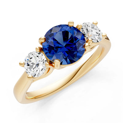 Three Round Cut Gemstone Gold Ring