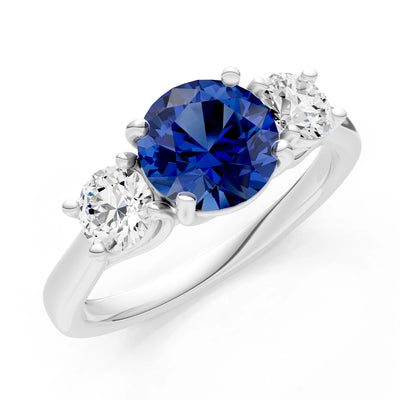 Three Round Cut Gemstone Gold Ring