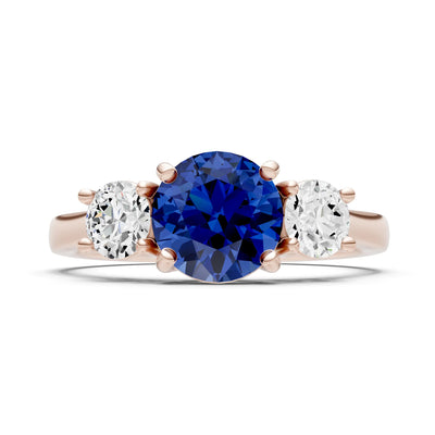 Three Round Cut Gemstone Gold Ring