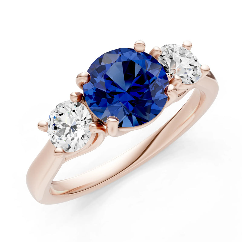 Three Round Cut Gemstone Gold Ring