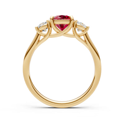 Three Round Cut Gemstone Gold Ring