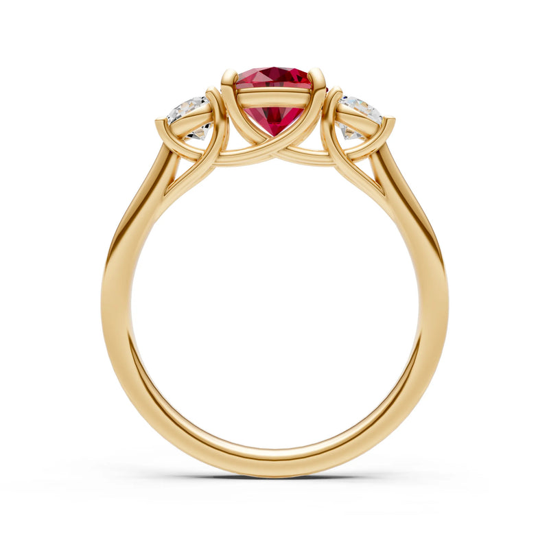 Ruby Three Round Cut Stone Ring