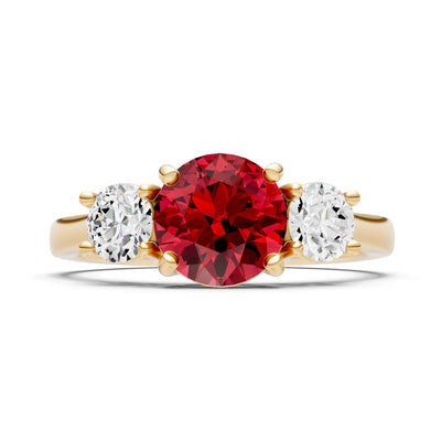 Three Round Cut Gemstone Gold Ring