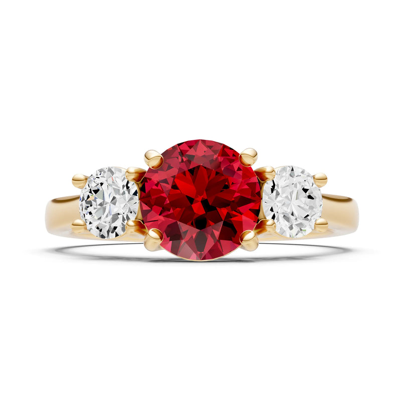 Ruby Three Round Cut Stone Ring