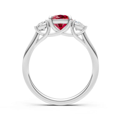 Three Round Cut Gemstone Gold Ring
