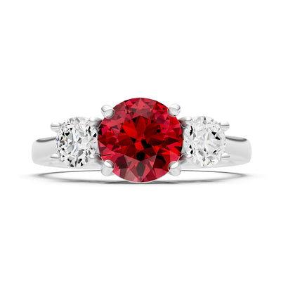 Three Round Cut Gemstone Gold Ring