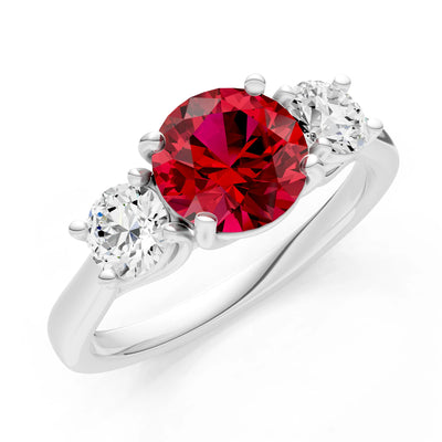 Three Round Cut Gemstone Gold Ring