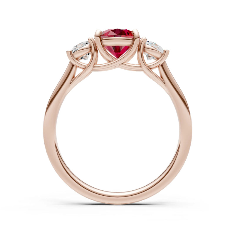 Ruby Three Round Cut Stone Ring