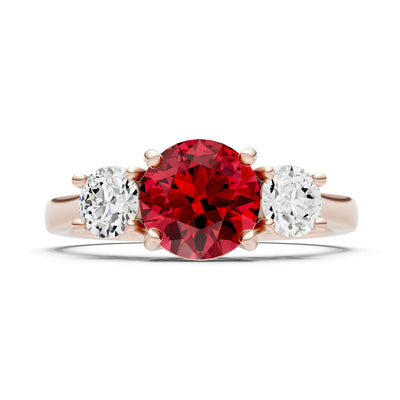 Three Round Cut Gemstone Gold Ring