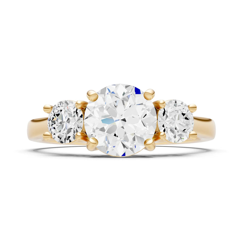 Three Round Cut Gemstone Gold Ring
