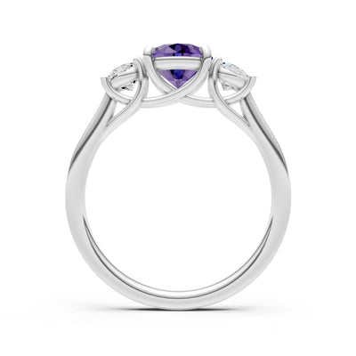 Three Round Cut Gemstone Gold Ring