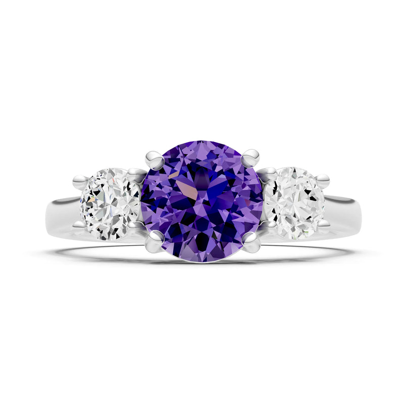 Three Round Cut Gemstone Gold Ring