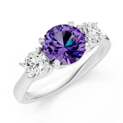 Three Round Cut Gemstone Gold Ring