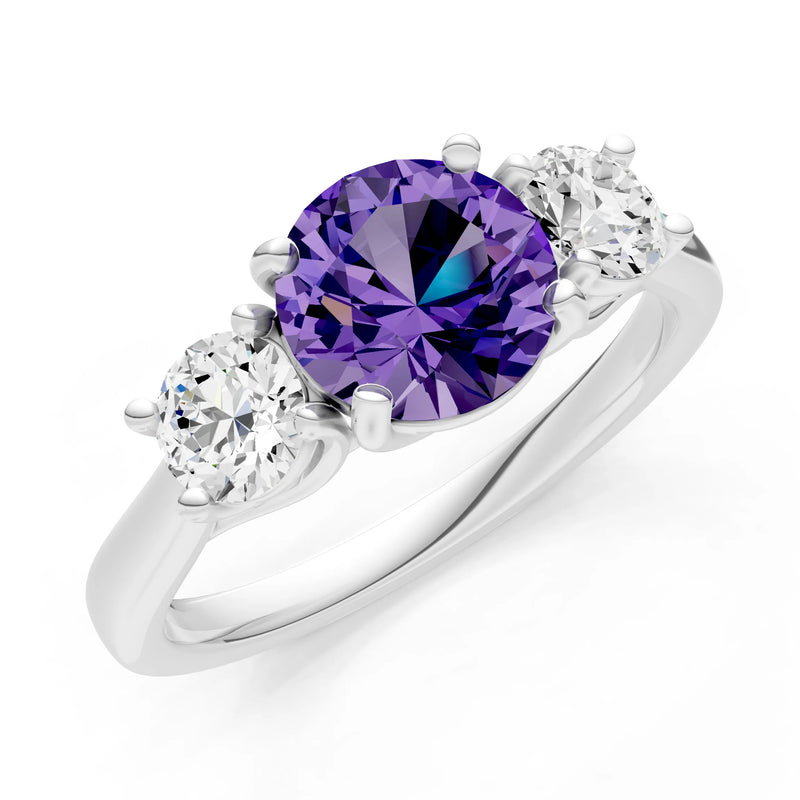 Three Round Cut Gemstone Gold Ring