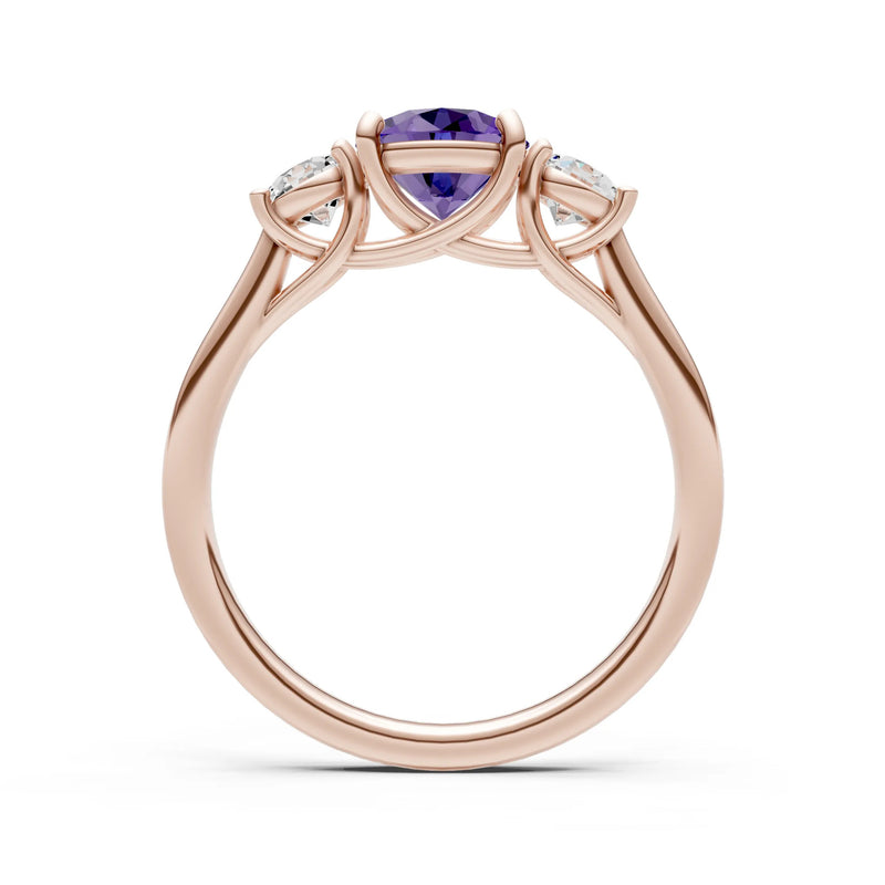 Amethyst Three Round Cut Stone Ring
