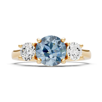 Aquamarine Three Round Cut Stone Ring