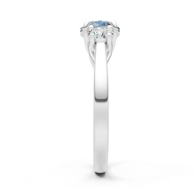 Aquamarine Three Round Cut Stone Ring