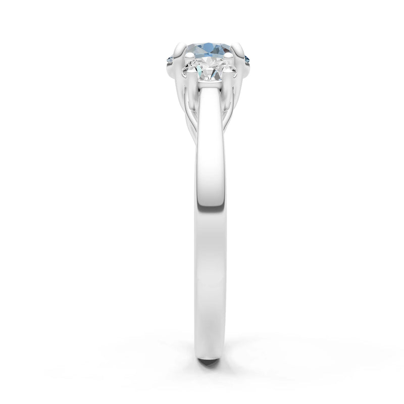 Aquamarine Three Round Cut Stone Ring