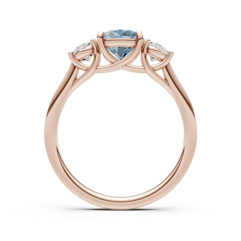 Aquamarine Three Round Cut Stone Ring