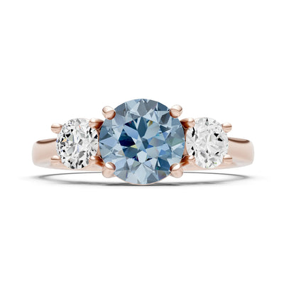 Aquamarine Three Round Cut Stone Ring