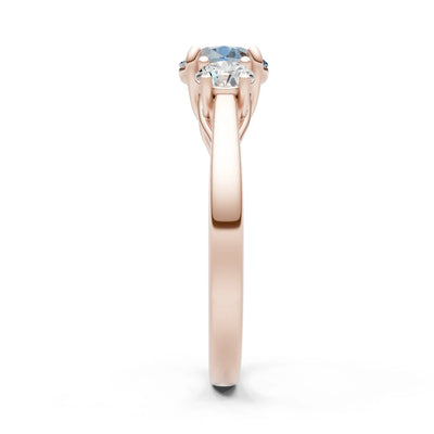 Aquamarine Three Round Cut Stone Ring