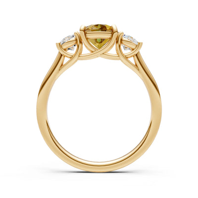 Citrine Three Round Cut Stone Ring