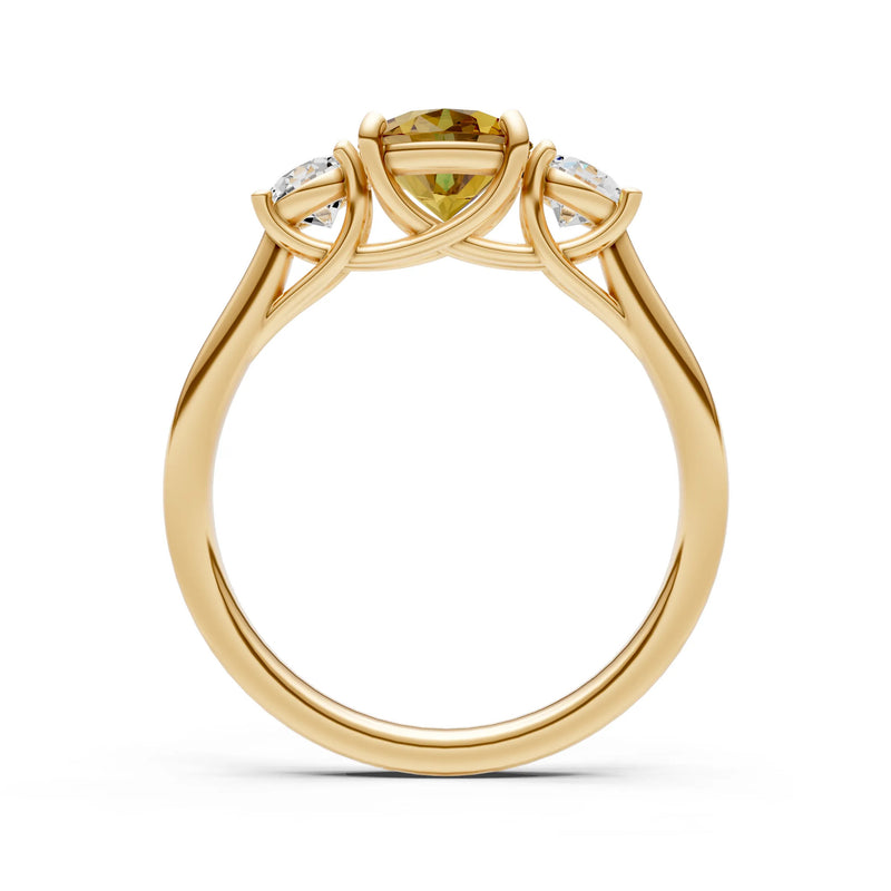 Citrine Three Round Cut Stone Ring