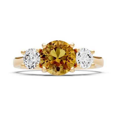 Three Round Cut Gemstone Gold Ring