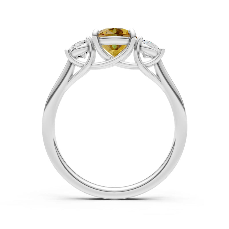 Three Round Cut Gemstone Gold Ring