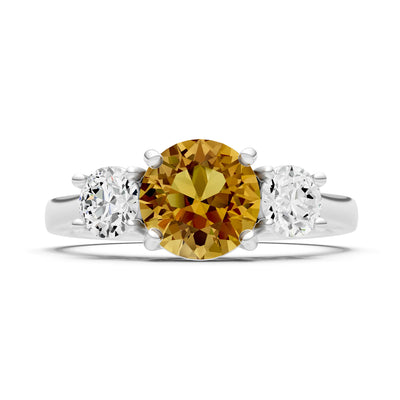 Three Round Cut Gemstone Gold Ring