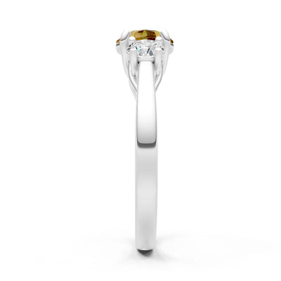 Three Round Cut Gemstone Gold Ring
