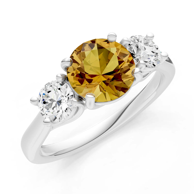 Three Round Cut Gemstone Gold Ring