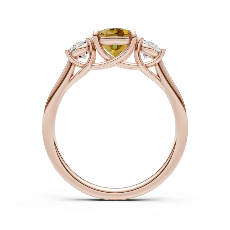 Three Round Cut Gemstone Gold Ring