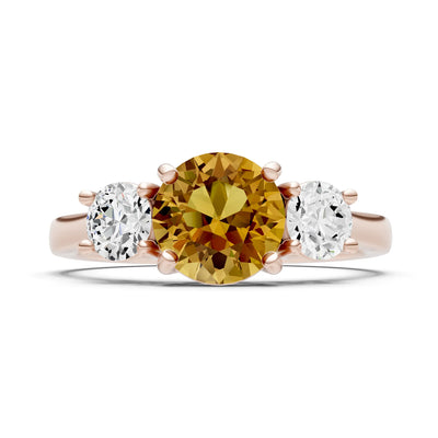 Three Round Cut Gemstone Gold Ring