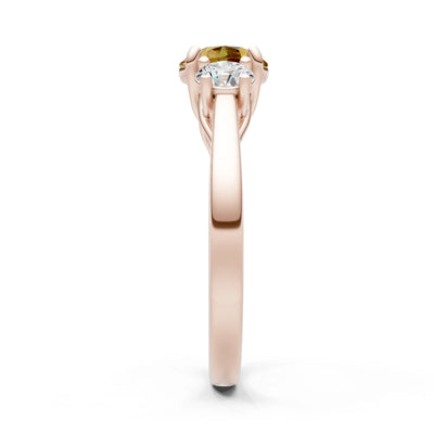 Three Round Cut Gemstone Gold Ring