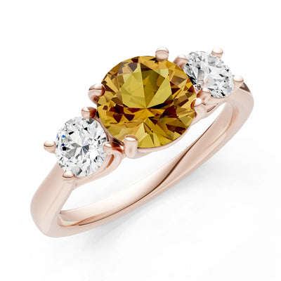 Three Round Cut Gemstone Gold Ring