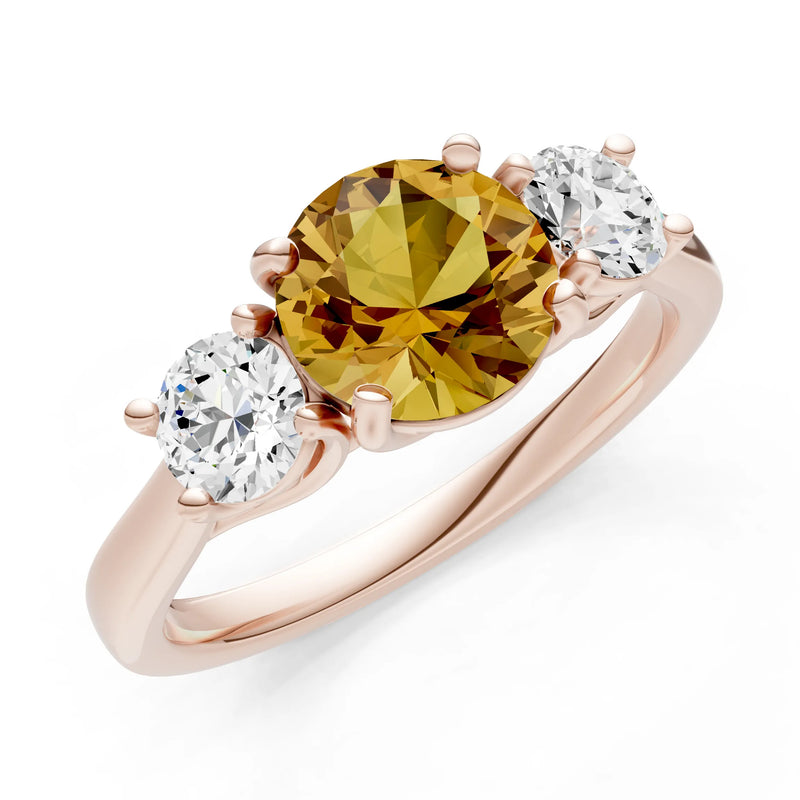 Three Round Cut Gemstone Gold Ring