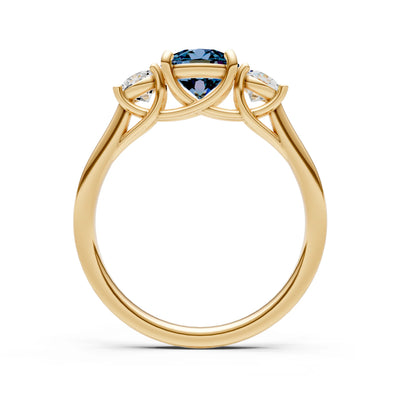 Three Round Cut Gemstone Gold Ring