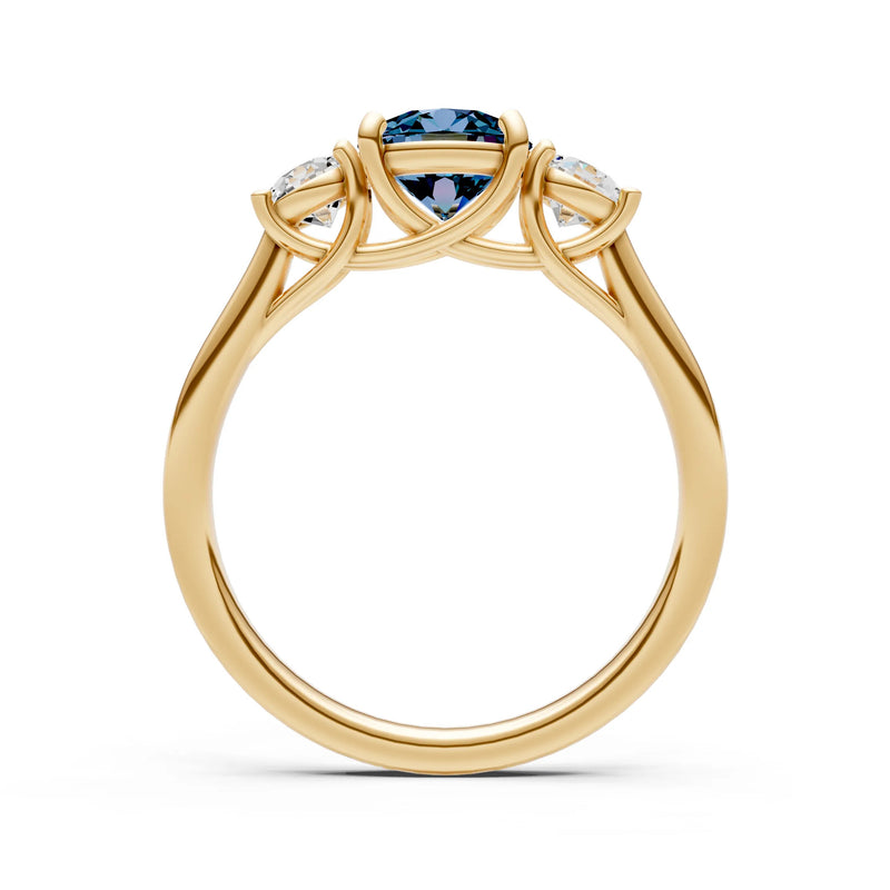 Alexandrite Three Round Cut Stone Ring