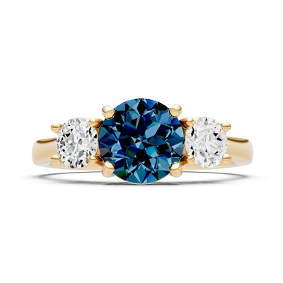 Three Round Cut Gemstone Gold Ring